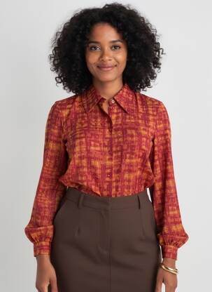 Chemisier coupe cintrée manches longues rouge SURKANA femme