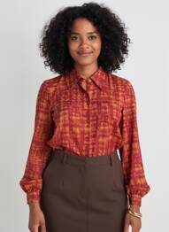 Chemisier coupe cintrée manches longues rouge SURKANA femme