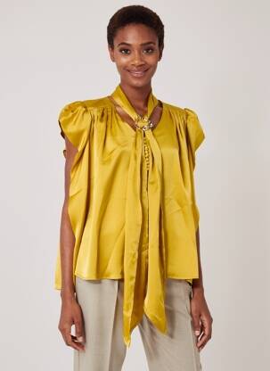 Chemisier coupe fluide manches courtes jaune LM LULU femme