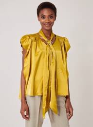Chemisier coupe fluide manches courtes jaune LM LULU femme
