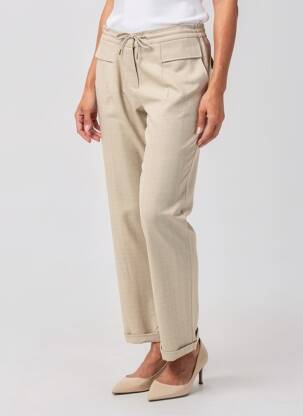 Pantalon droit taille élastique beige EVA KAYAN femme