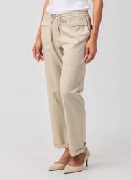 Pantalon droit taille élastique beige EVA KAYAN femme