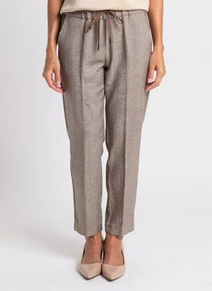 Pantalon slim taille élastique beige TRICOT CHIC femme