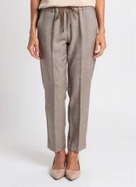 Pantalon slim taille élastique beige TRICOT CHIC femme
