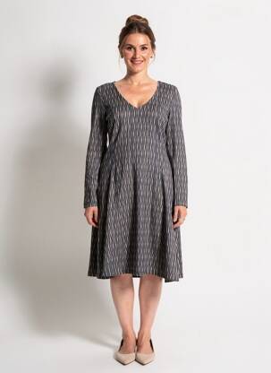 Robe mi-longue imprimé fantaisie manches longues bleu SURKANA femme