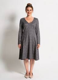 Robe mi-longue imprimé fantaisie manches longues bleu SURKANA femme