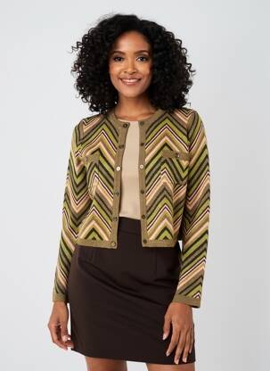 Gilet manches longues fermeture boutonnée sur le devant vert SURKANA femme