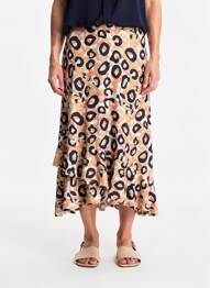 Jupe mi-longue coupe évasée orange MARBLE femme