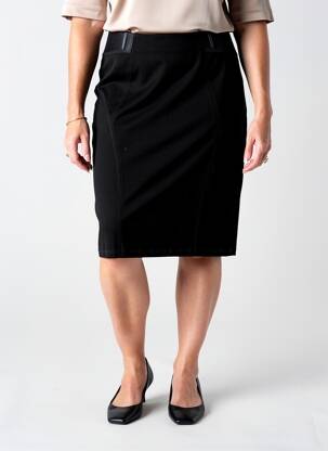 Jupe mi-longue coupe droite noir CHRISTINE LAURE femme