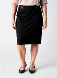 Jupe mi-longue coupe droite noir CHRISTINE LAURE femme