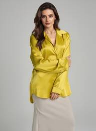 Chemisier coupe cintrée manches longues vert SARAH CHOLE femme