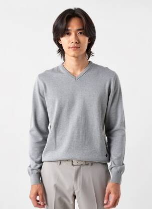Pull col v manches longues gris LEE COOPER homme