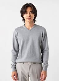Pull col v manches longues gris LEE COOPER homme