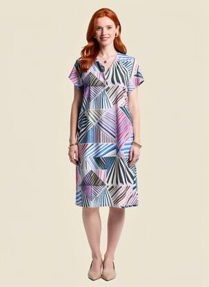Robe mi-longue manches courtes manches courtes bleu JUPER femme