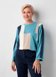 Pull coupe cintrée manches longues bleu I.ODENA femme