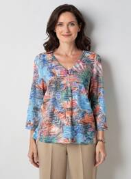 Pull coupe cintrée manches 3/4 bleu FRANCE RIVOIRE femme