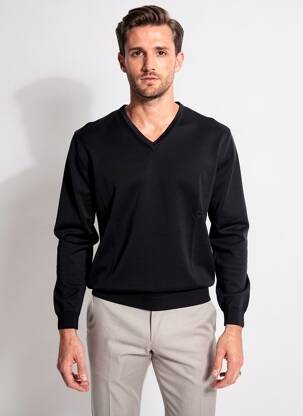 Pull maille souple et aérée manches longues noir BERAC homme