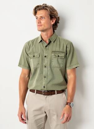 Chemise manches courtes coupe droite vert STREET ONE homme