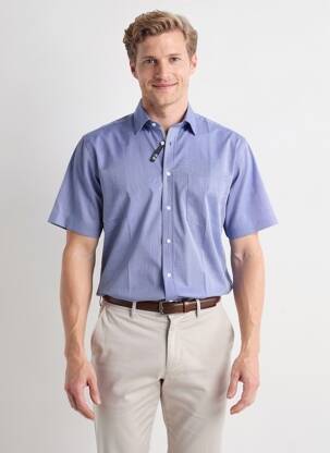 Chemise manches courtes coupe cintrée bleu SEIDENSTICKER homme