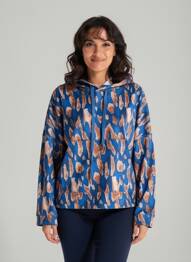 Sweat-shirt à capuche stretch manches longues bleu EGO femme