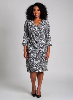 Robe mi-longue manches 3/4 manches 3/4 noir MORGAN femme