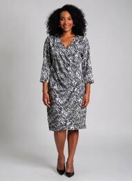 Robe mi-longue manches 3/4 manches 3/4 noir MORGAN femme
