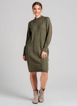 Robe pull stretch manches longues vert TIFFOSI femme
