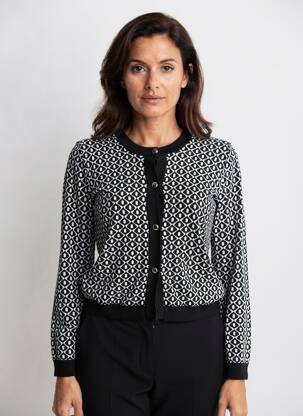 Gilet manches longues col rond noir MORGAN femme