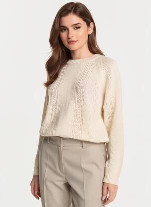 Pull coupe cintrée manches longues beige TIFFOSI femme