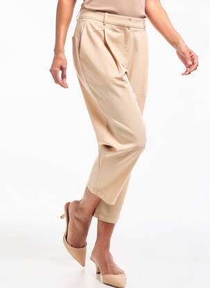 Pantalon 7/8 taille haute taille haute beige COMPTOIR DES COTONNIERS femme