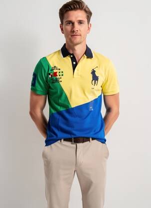 Polo sérigraphie manches courtes jaune RALPH LAUREN homme