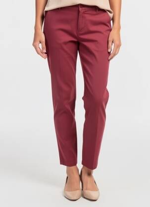 Pantalon chino tissage popeline taille normale rouge BISCOTE femme