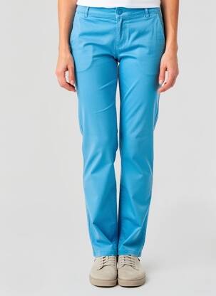 Pantalon chino tissage popeline taille normale bleu BISCOTE femme