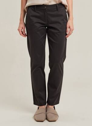 Pantalon chino tissage popeline taille normale noir PLEASE femme