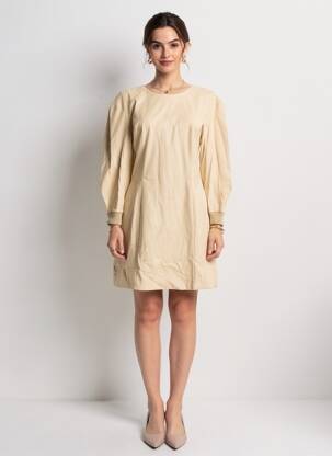 Robe courte fermeture zippée au dos manches longues beige IMPERIAL femme