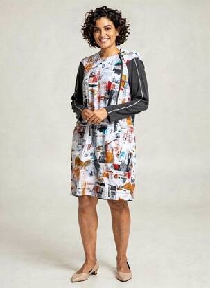 Robe courte manches longues manches longues gris DOLCEZZA femme