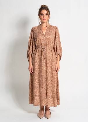 Robe longue manches longues manches longues marron TRAMONTANA femme