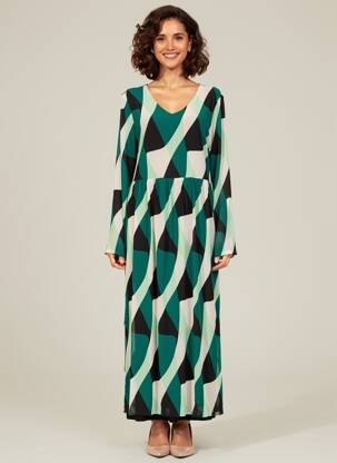Robe longue manches longues manches longues vert STREET ONE femme