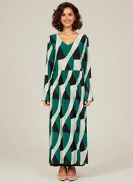 Robe longue imprimé fantaisie manches longues vert STREET ONE femme
