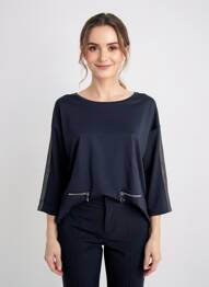 Top stretch manches 3/4 bleu BETTY BARCLAY femme