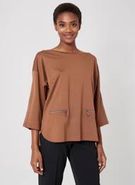 Top stretch manches 3/4 marron BETTY BARCLAY femme