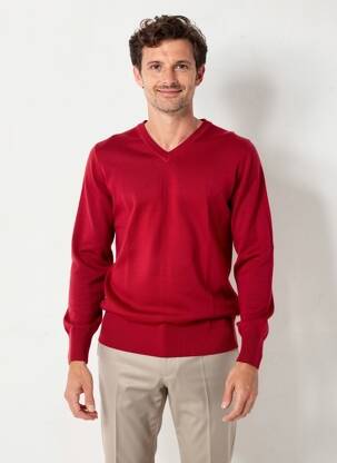 Pull col v manches longues rouge OLIVER HOLTON homme