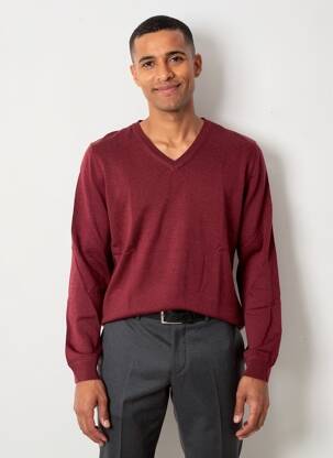 Pull col v manches longues rouge CALAMAR homme