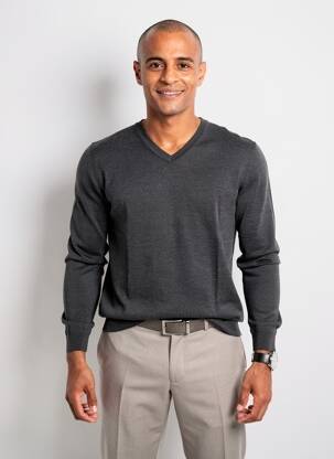 Pull col v manches longues gris CALAMAR homme