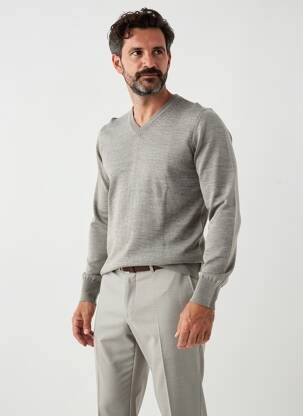 Pull col v manches longues gris OLIVER HOLTON homme