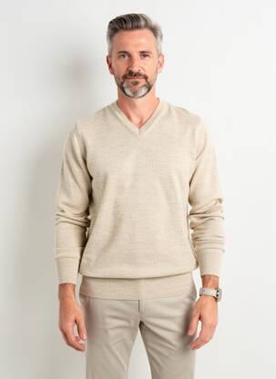 Pull col v manches longues beige OLIVER HOLTON homme