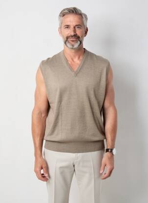 Pull col v manches courtes marron OLIVER HOLTON homme
