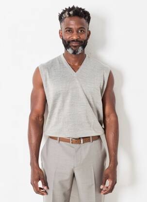 Pull col v manches courtes gris OLIVER HOLTON homme