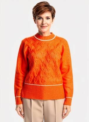 Pull coupe droite manches longues orange SCORZZO femme