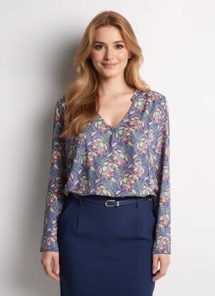 T-shirt imprimé fantaisie manches longues bleu LA FIANCÉE femme
